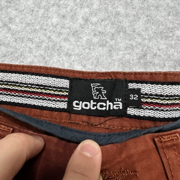 Gotcha Flat Front Chino Shorts 32 Rust Orange Pocket Button Zip‎ Belt Loops - Picture 7 of 10